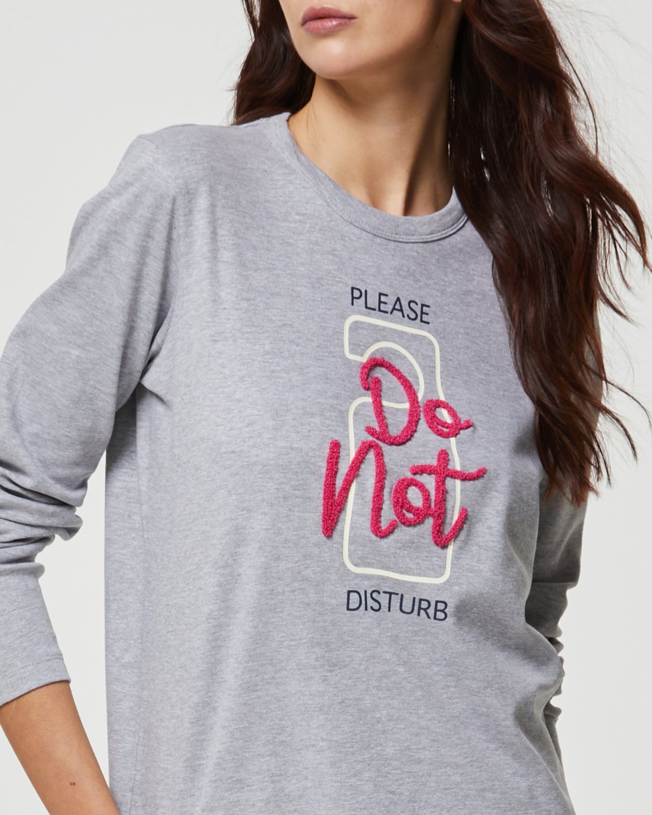 Дамска топла памучна дълга пижама с надпис "Do not disturb" - Image 2