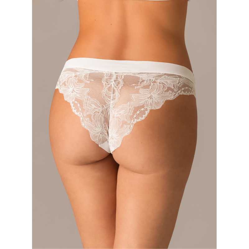 Laser-cut cotton and lace briefs