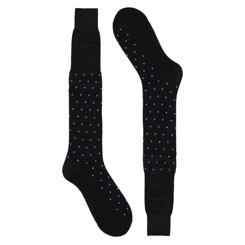 Long cotton socks Bali black polka dots pattern