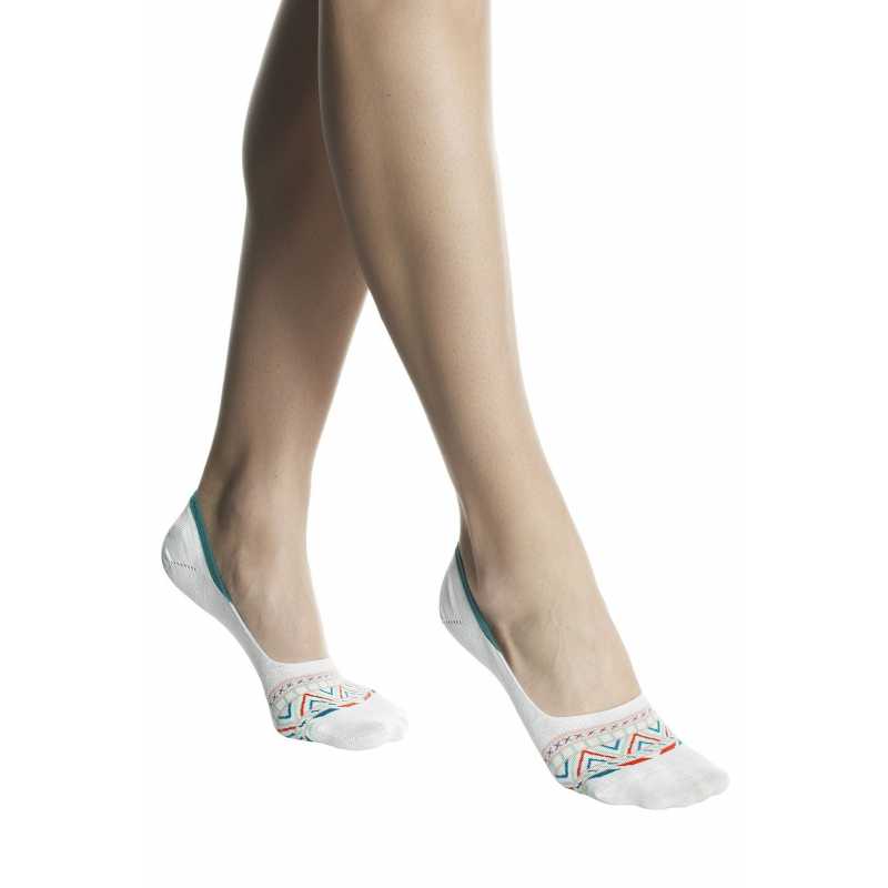 Shoe liner cotton Delicia white geometric pattern with anti-slip