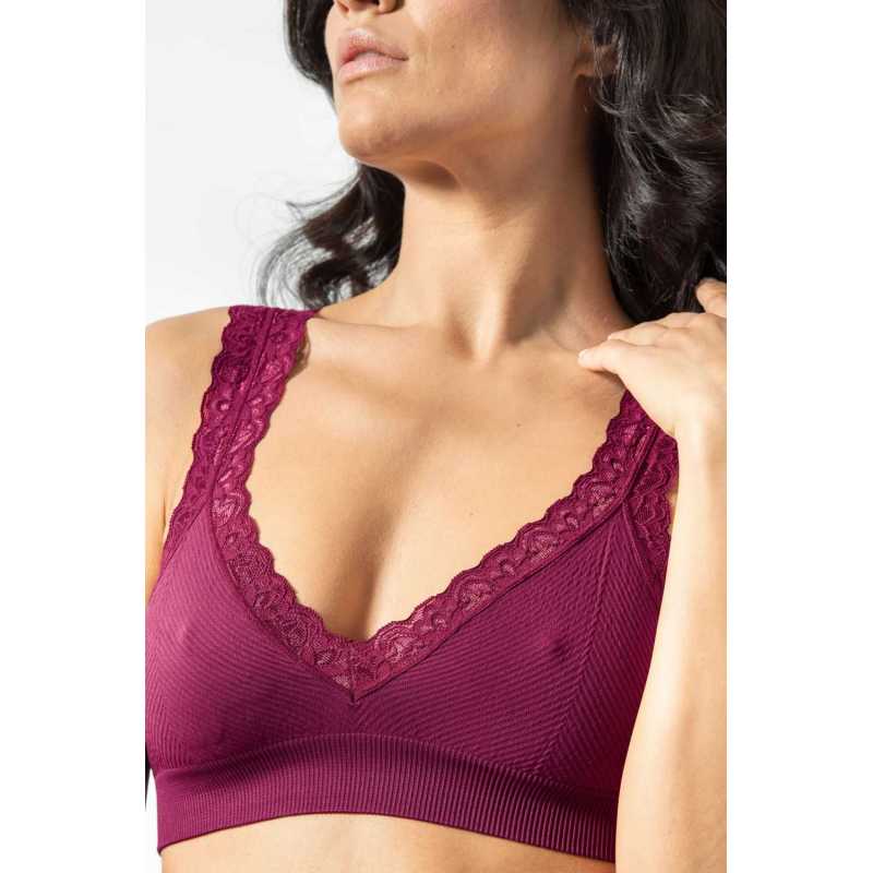 Triangular Ribbed microfibre Lace Top