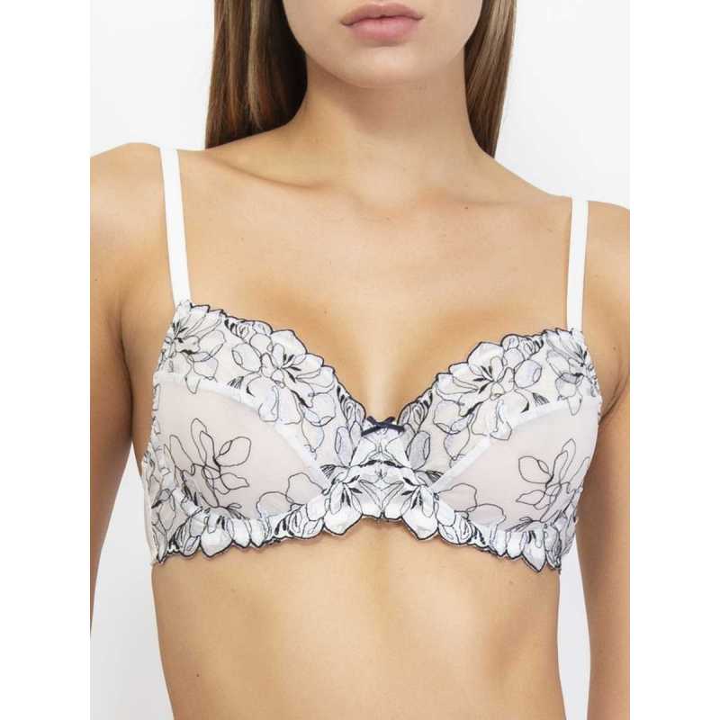 Tulle bra with contrasting glitter yarn