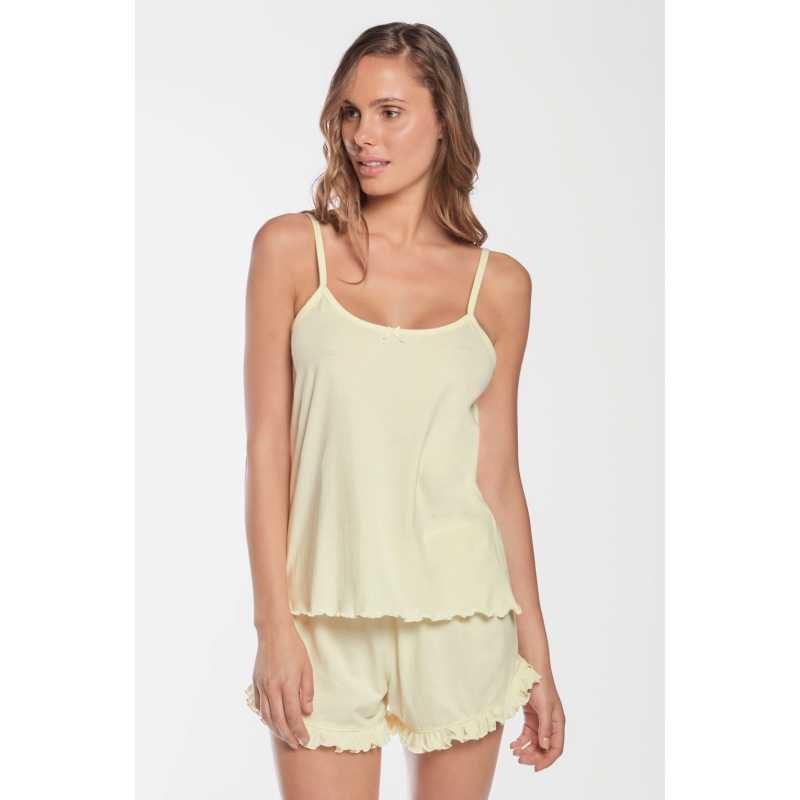 Yellow cotton short pyjamas